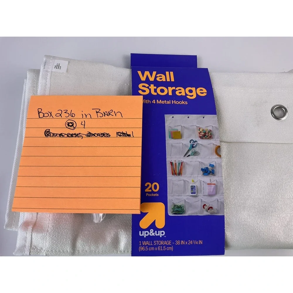 up‎ & up White Fabric Wall Storage Organizer 20 Pockets 38x24 with 4 Metal Hooks